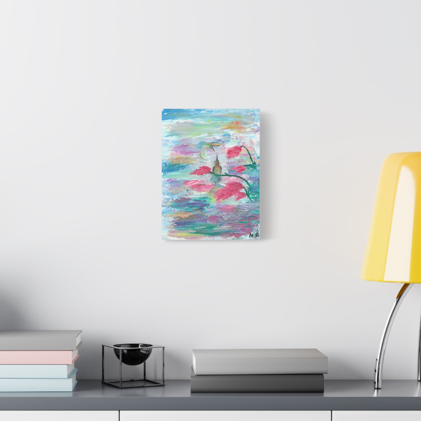 Love Birds Abstract Canvas Print — Hummingbird Stretched Art