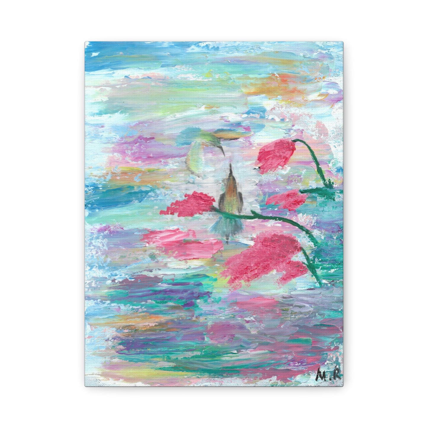 Love Birds Abstract Canvas Print — Hummingbird Stretched Art